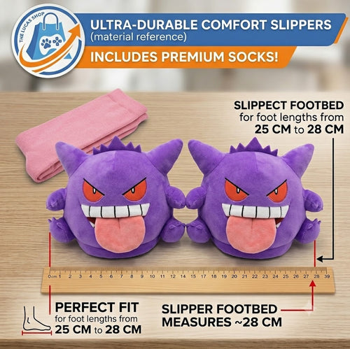 Gengar Shadow-Step: Gamer Plush Slippers